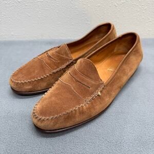 Allen Edmonds Suede Moccasin Penny Loafers Mens 9.5 Brown Old Money Preppy